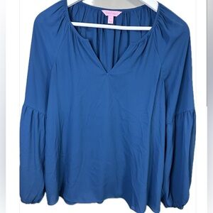 Lilly Pulitzer Charleigh Blouse in Navy Blue Size Small
